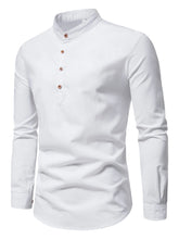 Load image into Gallery viewer, Shirts: Stand-up Collar Shirt. Cotton. Various Solid Colors. Elegant long-sleeve. Slim-fit.