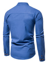 Load image into Gallery viewer, Shirts: Stand-up Collar Shirt. Cotton. Various Solid Colors. Elegant long-sleeve. Slim-fit.