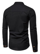 Load image into Gallery viewer, Shirts: Stand-up Collar Shirt. Cotton. Various Solid Colors. Elegant long-sleeve. Slim-fit.