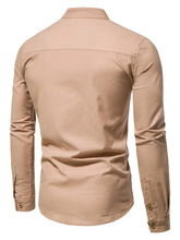 Load image into Gallery viewer, Shirts: Stand-up Collar Shirt. Cotton. Various Solid Colors. Elegant long-sleeve. Slim-fit.