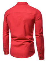 Load image into Gallery viewer, Shirts: Stand-up Collar Shirt. Cotton. Various Solid Colors. Elegant long-sleeve. Slim-fit.