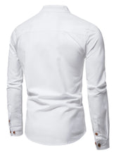 Load image into Gallery viewer, Shirts: Stand-up Collar Shirt. Cotton. Various Solid Colors. Elegant long-sleeve. Slim-fit.