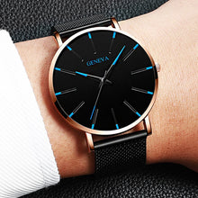 Load image into Gallery viewer, Watches: by Geneva. Minimalist Styling. Ultra Thin. Blue Stainless Steel Mesh. Quartz.
