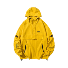 Load image into Gallery viewer, Coats / Jackets: Loose Streetwear, Casual Outwear. Hip Hop Styled. Pullover Windbreaker. Black or Yellow/
