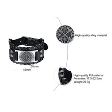Load image into Gallery viewer, Vnox Men's Stylish Viking Leather Wrap Bracelets Rock Punk Compass Charm Male Wrist Jewelry Length Adjustable