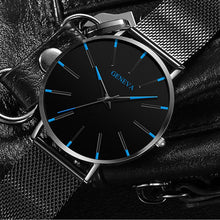 Load image into Gallery viewer, Watches: by Geneva. Minimalist Styling. Ultra Thin. Blue Stainless Steel Mesh. Quartz.