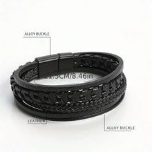 Load image into Gallery viewer, Wristwear: 1pc Leather Bracelet. Multi-layered, Vintage. Braided . Magnetic Buckle