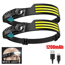 Load image into Gallery viewer, Gadgets: COB LED Headlamp. Built-in Battery, USB Rechargeable. Head Flashlight.