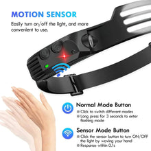 Load image into Gallery viewer, Gadgets: COB LED Headlamp. Built-in Battery, USB Rechargeable. Head Flashlight.