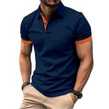 Load image into Gallery viewer, Shirts: Polo. Short Sleeve. Casual.. Slim Fit.. Color Blocking. England Style Streetwear.