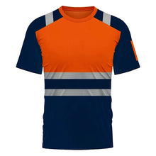 Load image into Gallery viewer, Safety Wear: Striped Solid Plain T-shirt. Workwear. Round Neck. Short Sleeves. International Sizes.