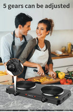 Load image into Gallery viewer, Gadget: Electric Hot Plate, 2000W, Dual Control Infrared Cooktop, Double Burner, Portable Countertop Burner, Electric Cooktop