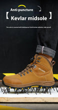 Load image into Gallery viewer, Boots: Leather Safety Boots. Button Release. Waterproof. Indestructible. Steel Toe. Kevlar Midsole. Anti-puncture. (See Images for Size conversions)