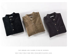 Load image into Gallery viewer, Shirts: Corduroy Shirt. Loose Fit. Turn-down Collar. Retro Style. Long Sleeve. Various Colors