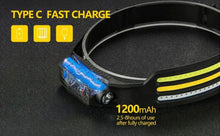 Load image into Gallery viewer, Gadgets: COB LED Headlamp. Built-in Battery, USB Rechargeable. Head Flashlight.