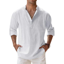 Cargar imagen en el visor de la galería, New Cotton Linen Shirts for Men Casual Shirts Lightweight Long Sleeve Henley Beach Shirts Hawaiian T Shirts for Men