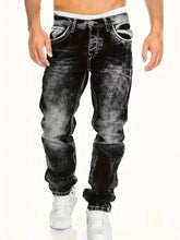 Load image into Gallery viewer, Pants: European American Jeans Men's Autumn New Slim Elastic Trousers Fashionable Vintage Wash Denim Pants Male Streetwear