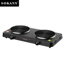 Load image into Gallery viewer, Gadget: Electric Hot Plate, 2000W, Dual Control Infrared Cooktop, Double Burner, Portable Countertop Burner, Electric Cooktop