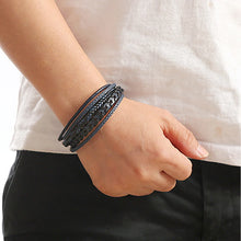 Load image into Gallery viewer, Wristwear: 1pc Leather Bracelet. Multi-layered, Vintage. Braided . Magnetic Buckle