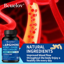 Load image into Gallery viewer, Fitness: Nitric Oxide Supplement, Amino Acids - Balances Blood Cells and Circulation, Vascular Support, 120 Capsules