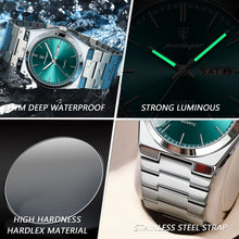 Load image into Gallery viewer, Watches: by POEDAGAR. Luxury Quartz Wristwatch. Sports Styling. Waterproof. Luminous Date, Week. Stainless Steel.