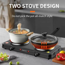 Load image into Gallery viewer, Gadget: Electric Hot Plate, 2000W, Dual Control Infrared Cooktop, Double Burner, Portable Countertop Burner, Electric Cooktop