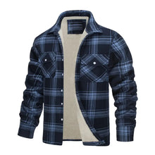 Load image into Gallery viewer, Shirts:: Fall Winter Ove rshirt. Plaid Print. Lapel. Soft Plush .Long Sleeve. Loose Fit. Thickened. Mid Length.