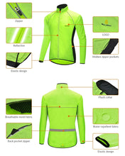 Load image into Gallery viewer, Safety Wear: by WolfBike. Reflective Jacket. Lightweight, Wind and Water Resistant. Long Sleeve. Various Colors.