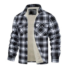 Load image into Gallery viewer, Shirts:: Fall Winter Ove rshirt. Plaid Print. Lapel. Soft Plush .Long Sleeve. Loose Fit. Thickened. Mid Length.