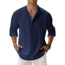 Cargar imagen en el visor de la galería, New Cotton Linen Shirts for Men Casual Shirts Lightweight Long Sleeve Henley Beach Shirts Hawaiian T Shirts for Men