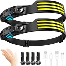 Load image into Gallery viewer, Gadgets: COB LED Headlamp. Built-in Battery, USB Rechargeable. Head Flashlight.