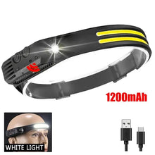 Load image into Gallery viewer, Gadgets: COB LED Headlamp. Built-in Battery, USB Rechargeable. Head Flashlight.