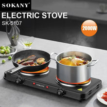 Load image into Gallery viewer, Gadget: Electric Hot Plate, 2000W, Dual Control Infrared Cooktop, Double Burner, Portable Countertop Burner, Electric Cooktop
