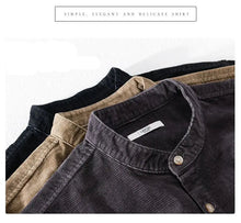 Load image into Gallery viewer, Shirts: Corduroy Shirt. Loose Fit. Turn-down Collar. Retro Style. Long Sleeve. Various Colors
