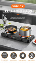 Load image into Gallery viewer, Gadget: Electric Hot Plate, 2000W, Dual Control Infrared Cooktop, Double Burner, Portable Countertop Burner, Electric Cooktop