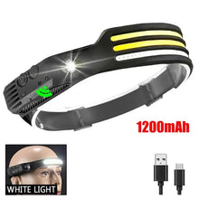 Load image into Gallery viewer, Gadgets: COB LED Headlamp. Built-in Battery, USB Rechargeable. Head Flashlight.