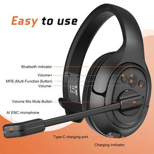 Gadgets / Communications: EKSA H1 Dynamic Wireless Headphones. Noise Cancelling. Trucker Bluetooth Headset.