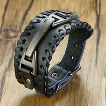 Load image into Gallery viewer, Vnox Men's Stylish Viking Leather Wrap Bracelets Rock Punk Compass Charm Male Wrist Jewelry Length Adjustable
