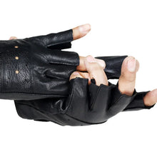 Load image into Gallery viewer, Gloves:  Faux Leather Half Fingered Gloves. High Quality. Slip-resistant. Driving, Training, Fitness.
