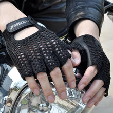 Load image into Gallery viewer, Gloves; Leather Mesh. Fingerless. Driving Comfort.
