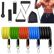 Load image into Gallery viewer, Fitness: Exercise Resistance Bands Set Up to 115 lbs Fitness Stretch Workout Bands with 5 Fitness Tubes Home Gym Yoga Equipment Men Women
