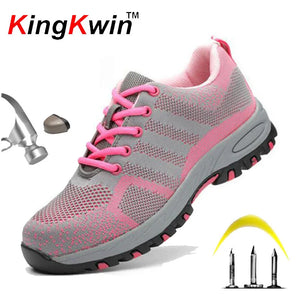 Boots: Pink Steel Toe  Sneakers. Comfortable. Slip Resistant.