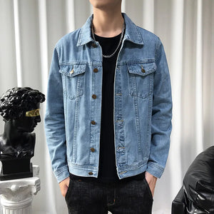 Coats / Jackets:  Denim Jacket. Casual Solid Colors. Slim Fit Cotton Outwear