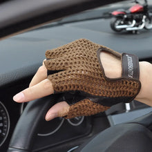 Load image into Gallery viewer, Gloves; Leather Mesh. Fingerless. Driving Comfort.
