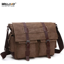 Load image into Gallery viewer, Travel Bags: Retro Messenger Bag. Canvas. Leisure or Work Travel Bag. Crossbody styling.
