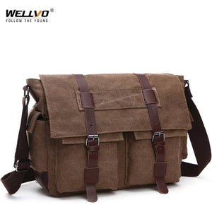 Travel Bags: Retro Messenger Bag. Canvas. Leisure or Work Travel Bag. Crossbody styling.