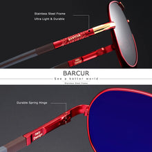 Load image into Gallery viewer, Eyewear: by BARCUR. Aluminum Vintage Men's Sunglasses. Polarized Coating. Classic Styling. Various Colors.

