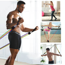 Load image into Gallery viewer, Fitness: 11 Pcs/Set Crossfit Resistance Bands. Latex 5 Resistance Tensions Included for Individualized workouts.
