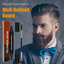 Load image into Gallery viewer, Grooming: 2 In 1 Four-Pronged Tip Waterproof And Sweat-Proof Beard Pencil Filler Men&#39;s Beard Pen Beard Filling Pen With Brush Kit
