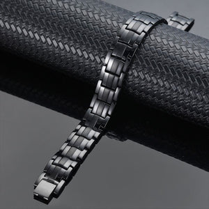 Wristwear: 100% Pure Titanium Magnetic Bracelet. Black and Silver Hematite. Health, Energy and Style.